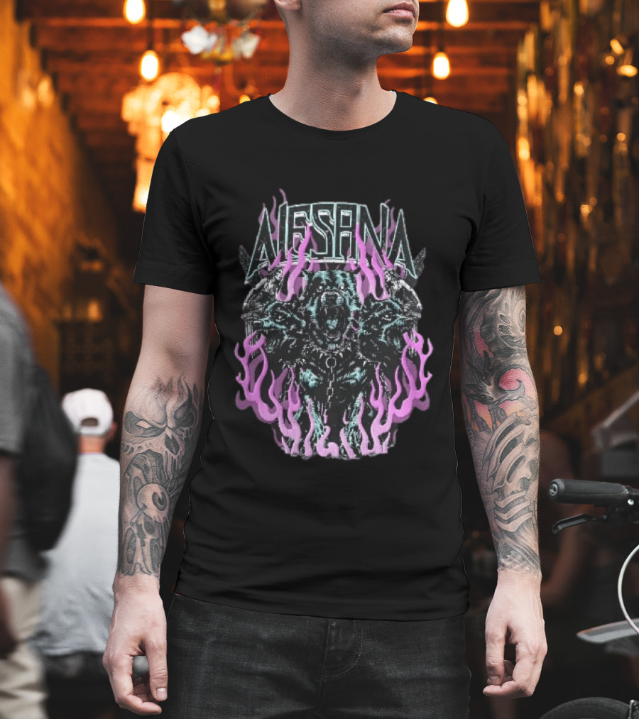 Alesana Cerberus Angel Statues With Purple Flames T-Shirt
