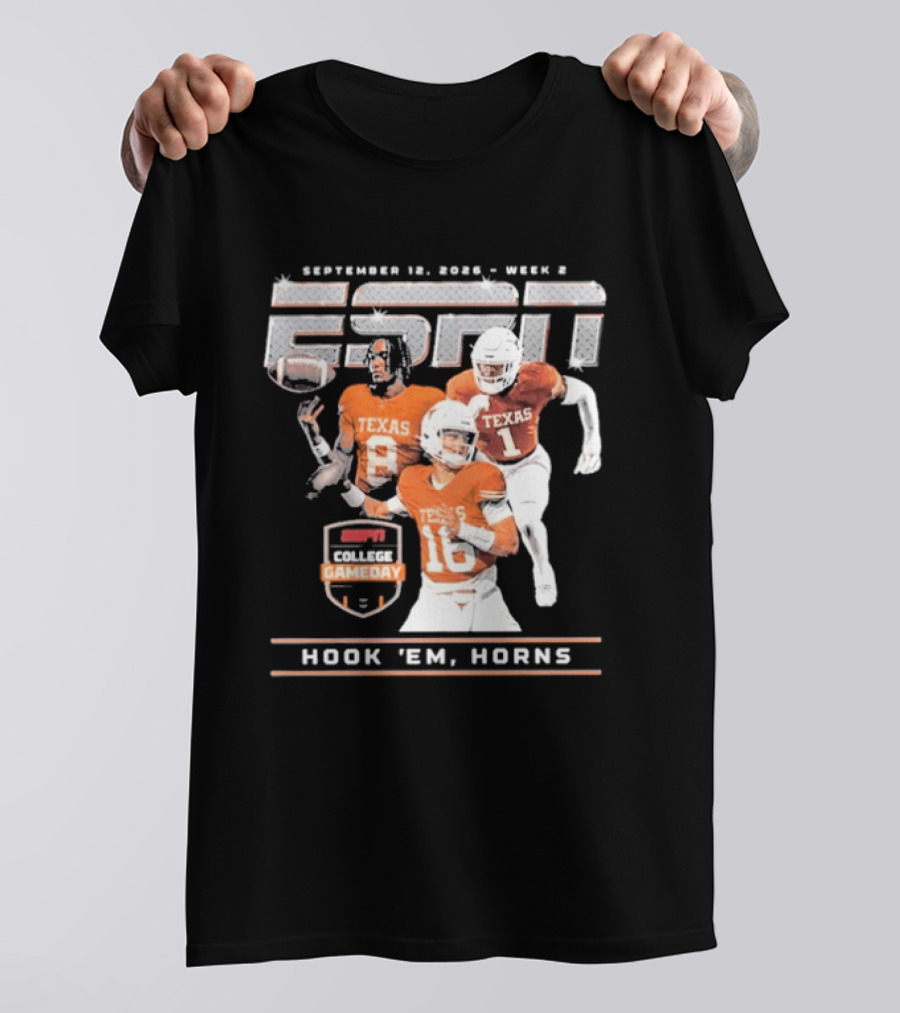 September 12 2026 ESPN College Gameday Texas Longhorns Hook 'Em Horns T-Shirt