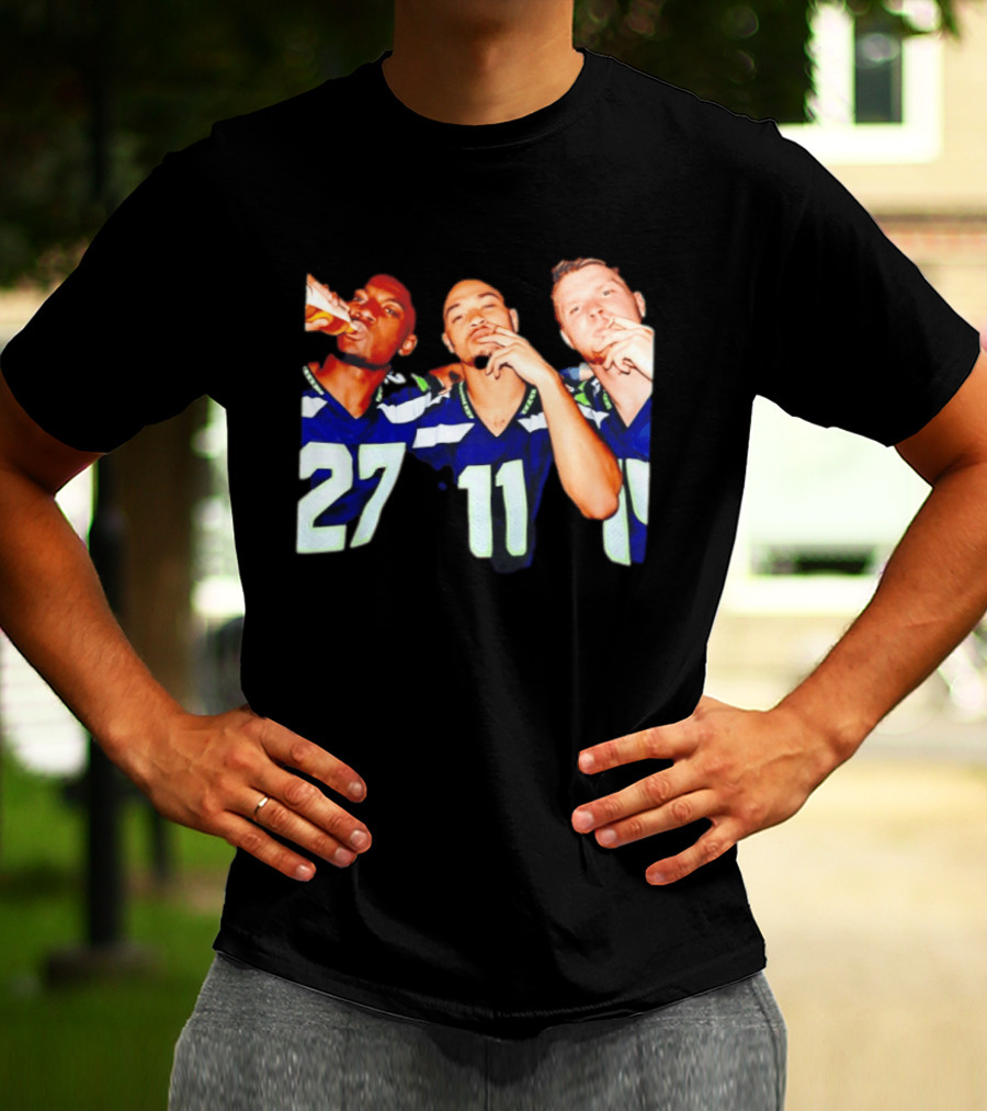 Avery Smith Jaxon Smith Njigba Sam Darnold Seattle Seahawks Smoking Image T-Shirt