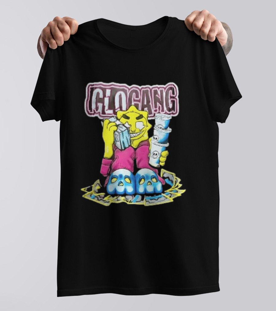 Glo Gang Cartoon Sun Money Double Cups Skull Slippers T-Shirt