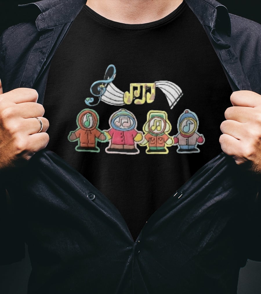 Cartoon Boys Treble Clef Musical Notes T-Shirt