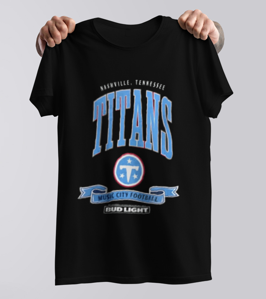 Nashville Tennessee Titans Music City Football Bud Light T-Shirt
