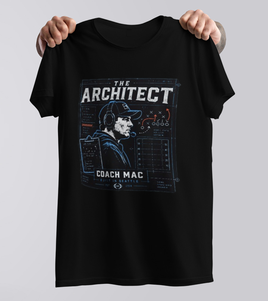 The Architect Coach Mac Built In Seattle Seahawks Strategy Playbook 2024 T-Shirt