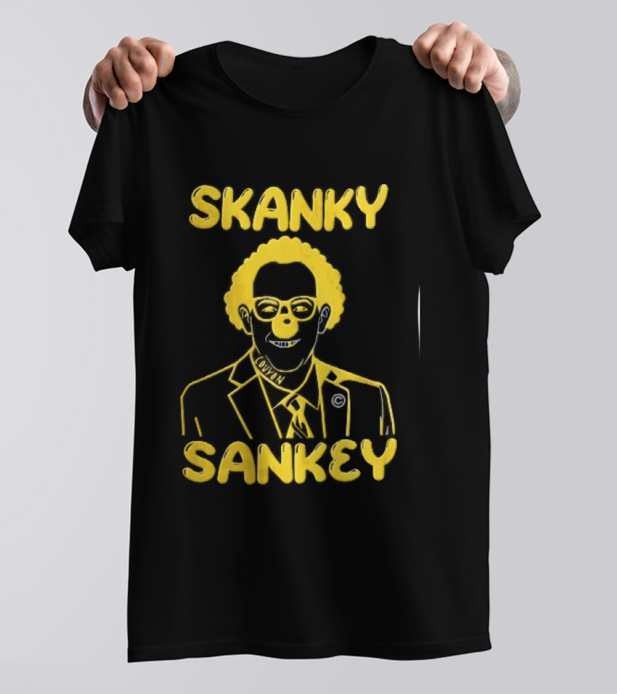 Skanky Sankey Couyon Clown Glasses Yellow Suit Caricature T-Shirt