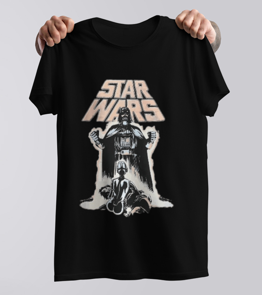 Star Wars Distressed Comic Darth Vader Over Defeated Droid T-Shirt