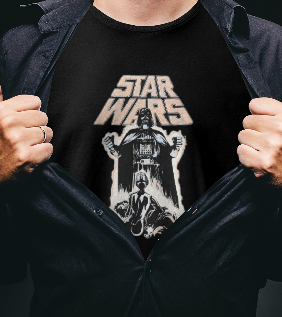 Star Wars Distressed Comic Darth Vader Over Defeated Droid T-Shirt