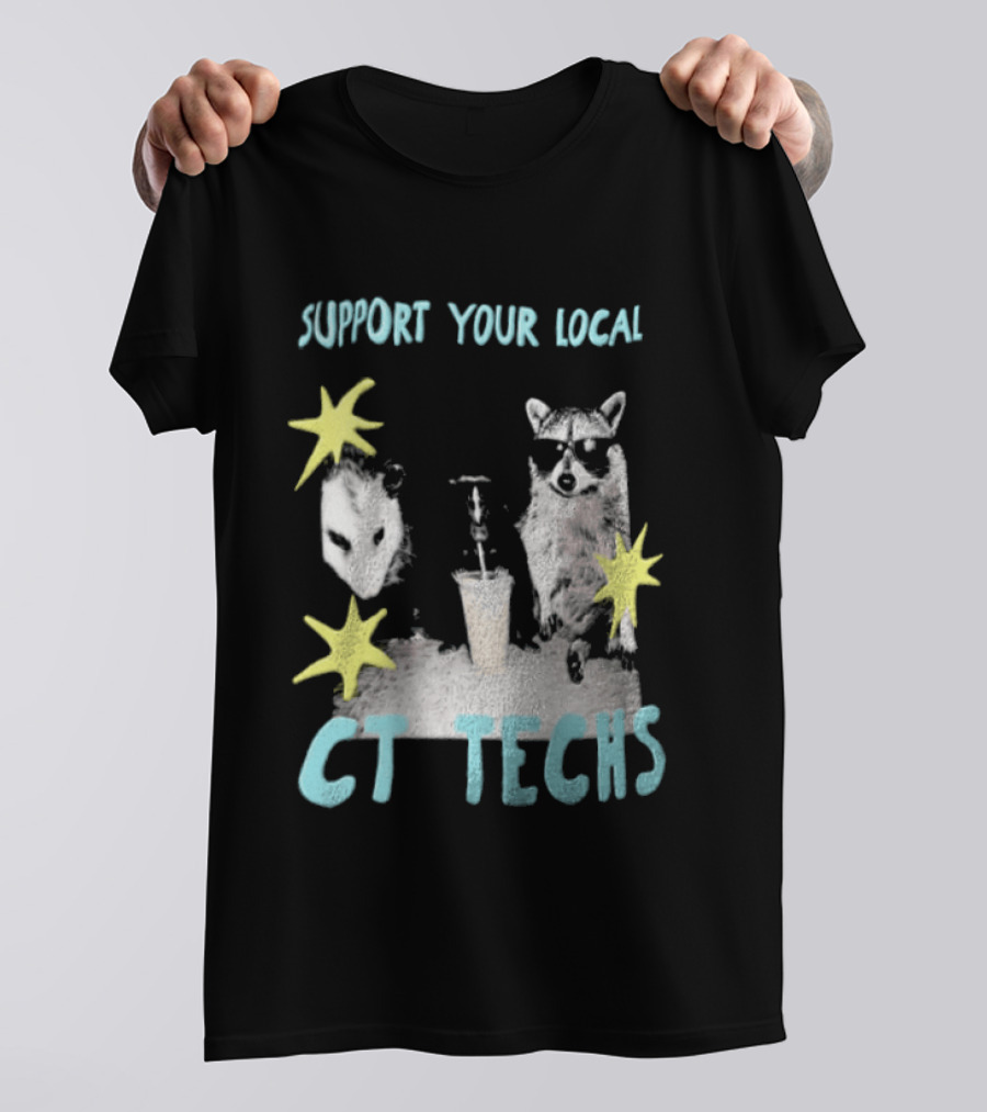 Support Your Local CT Techs Opossum Skunk Raccoon Stars T-Shirt