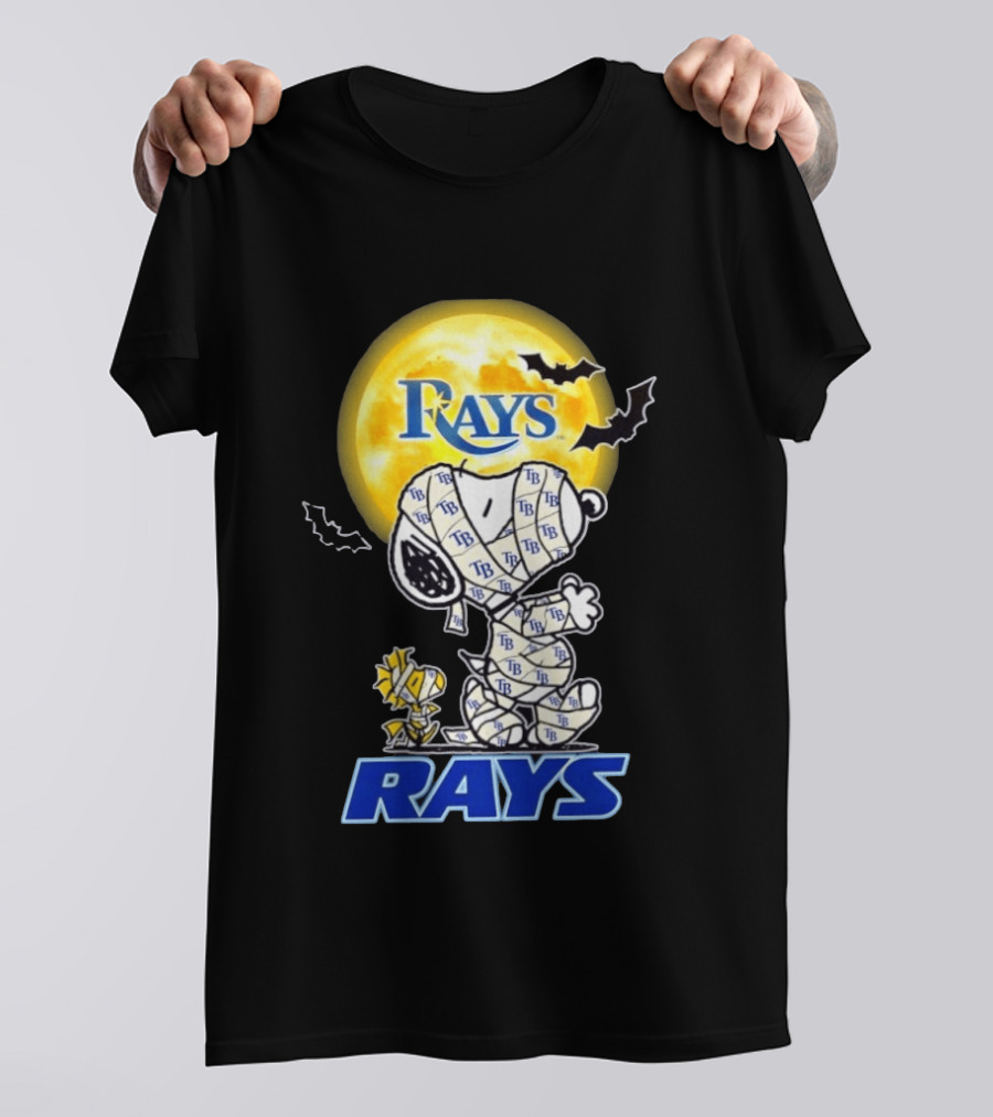 Tampa Bay Rays Snoopy Woodstock Halloween Mummy Moon Bats T-Shirt