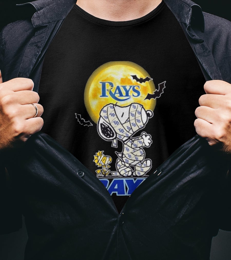 Tampa Bay Rays Snoopy Woodstock Halloween Mummy Moon Bats T-Shirt