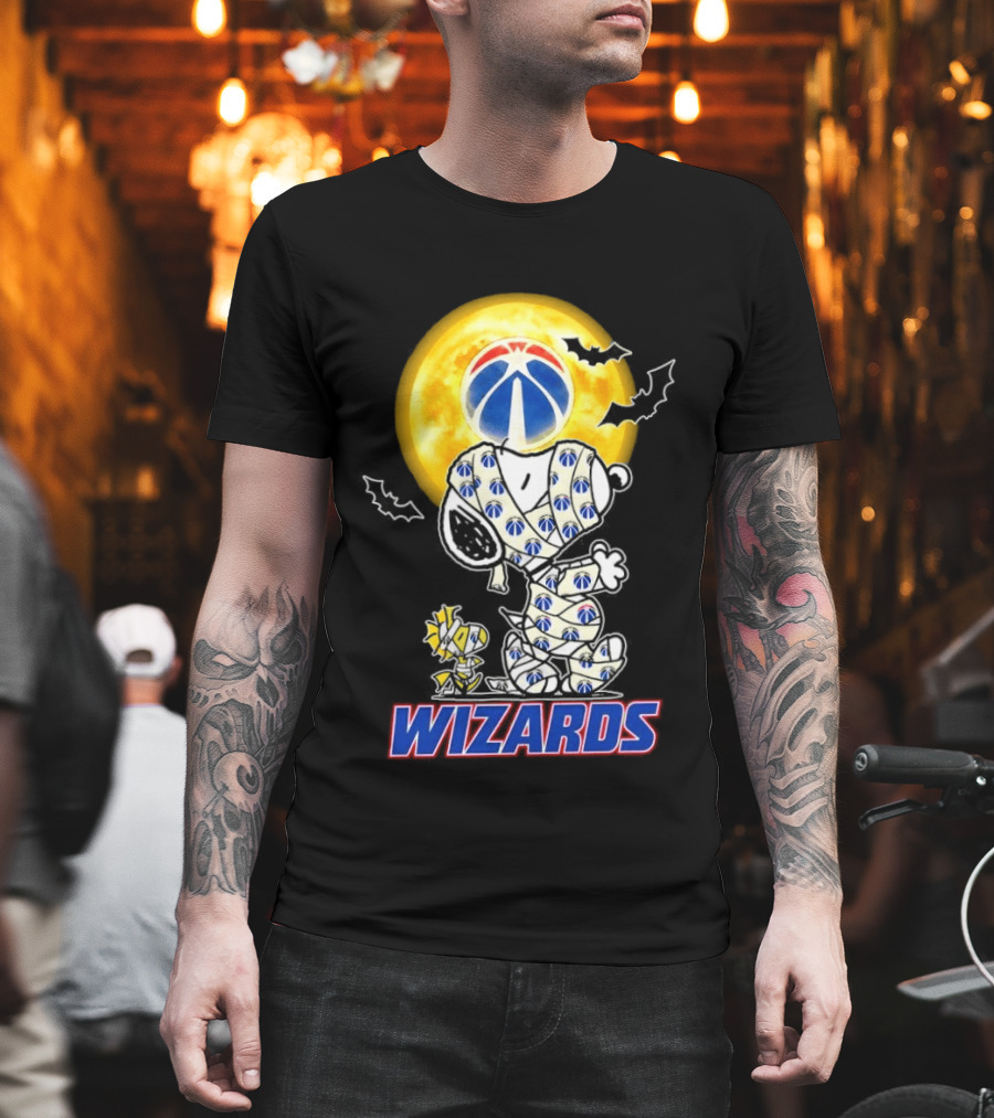 Washington Wizards Snoopy Woodstock Halloween Mummy Full Moon T-Shirt
