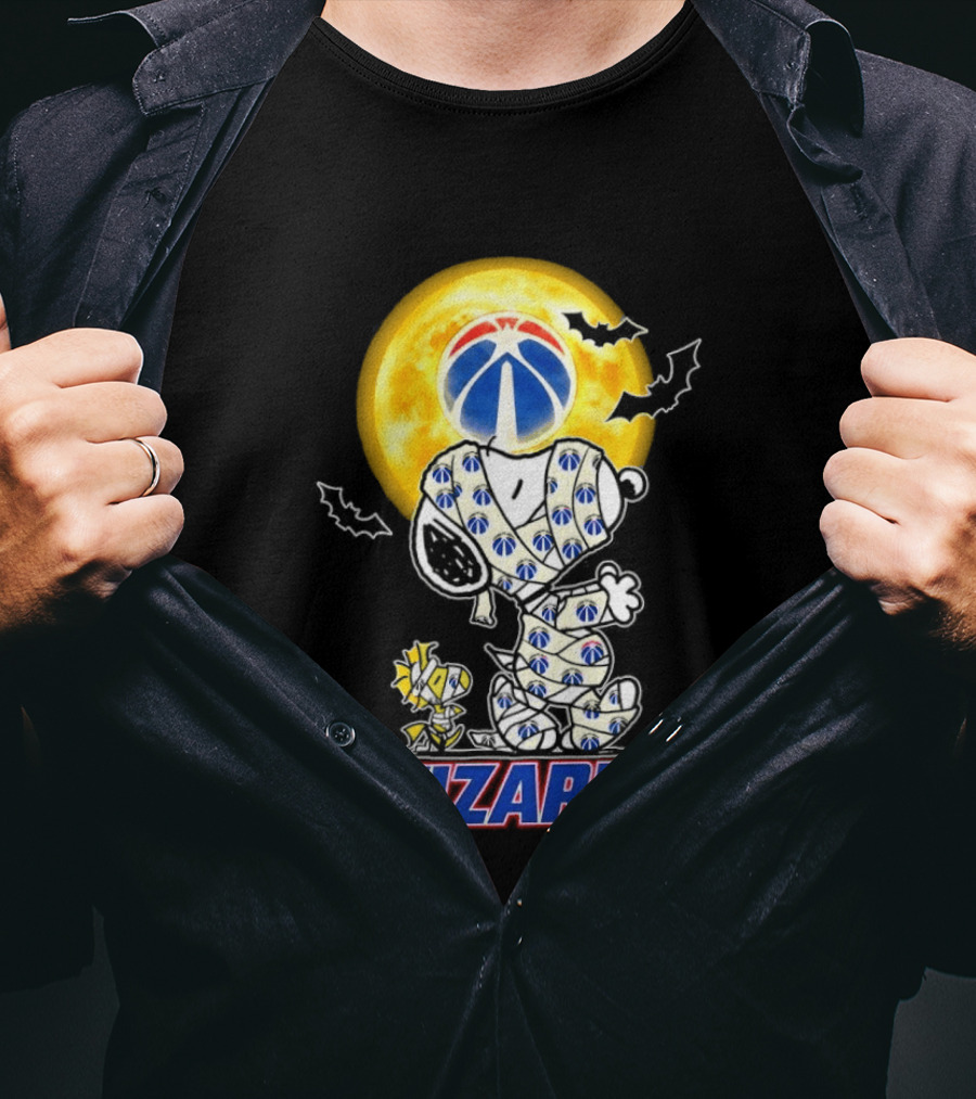 Washington Wizards Snoopy Woodstock Halloween Mummy Full Moon T-Shirt