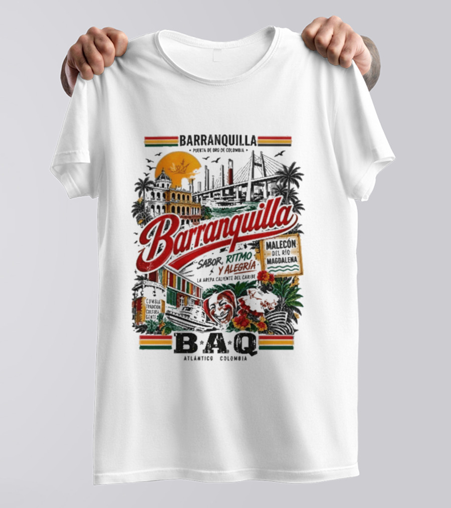 Barranquilla Colombia BAQ Sabor Ritmo Alegria Malecon Atlantico Explora T-Shirt