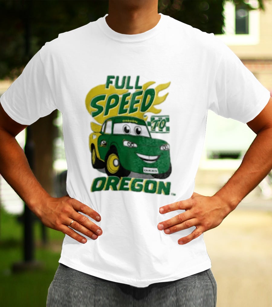 Full Speed Oregon Ducks Car Toon Sporting Team Spirit T-Shirt