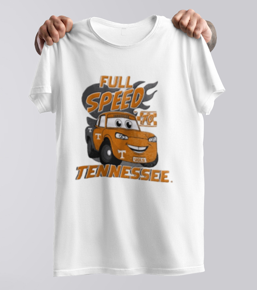 Full Speed Tennessee Vols Truck Cartoon With Flames And Number Plate T-Shirt