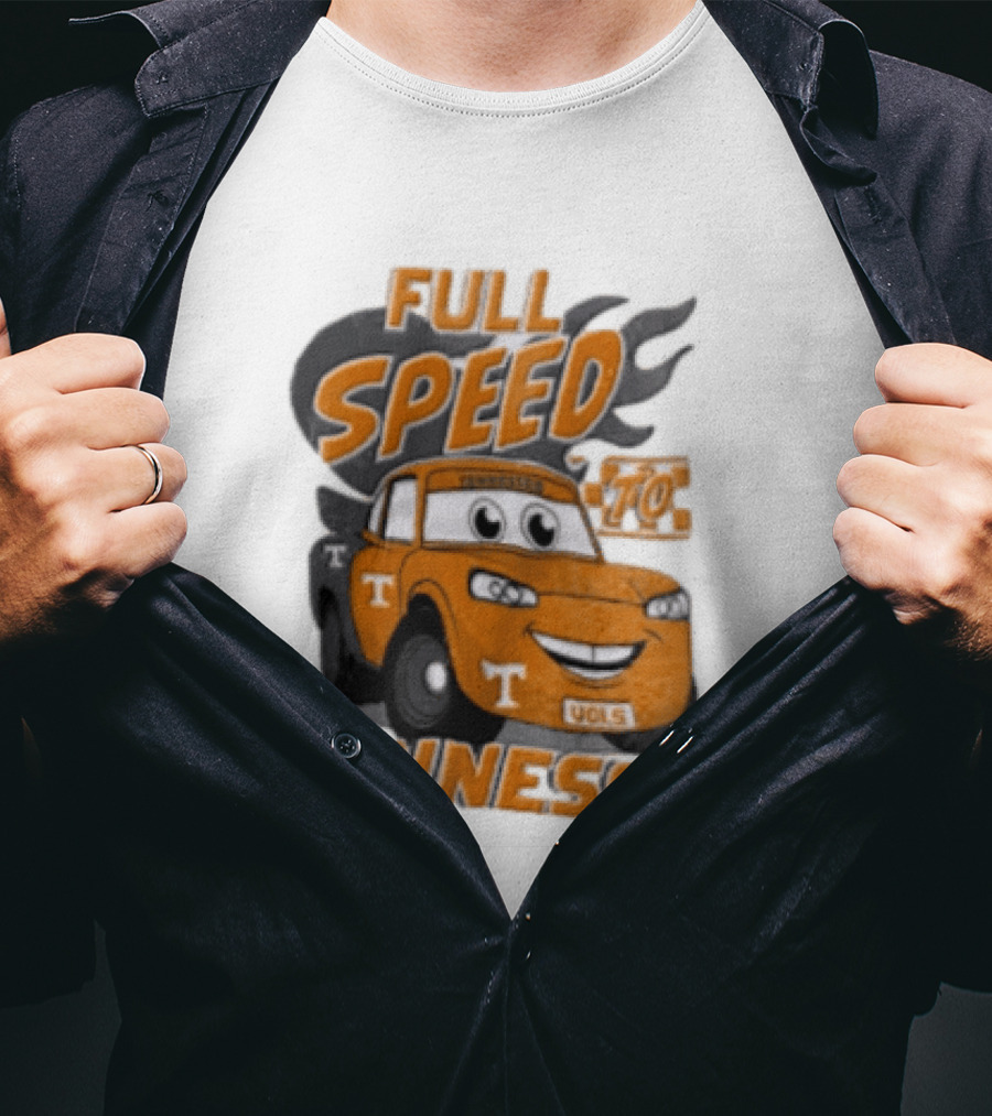 Full Speed Tennessee Vols Truck Cartoon With Flames And Number Plate T-Shirt