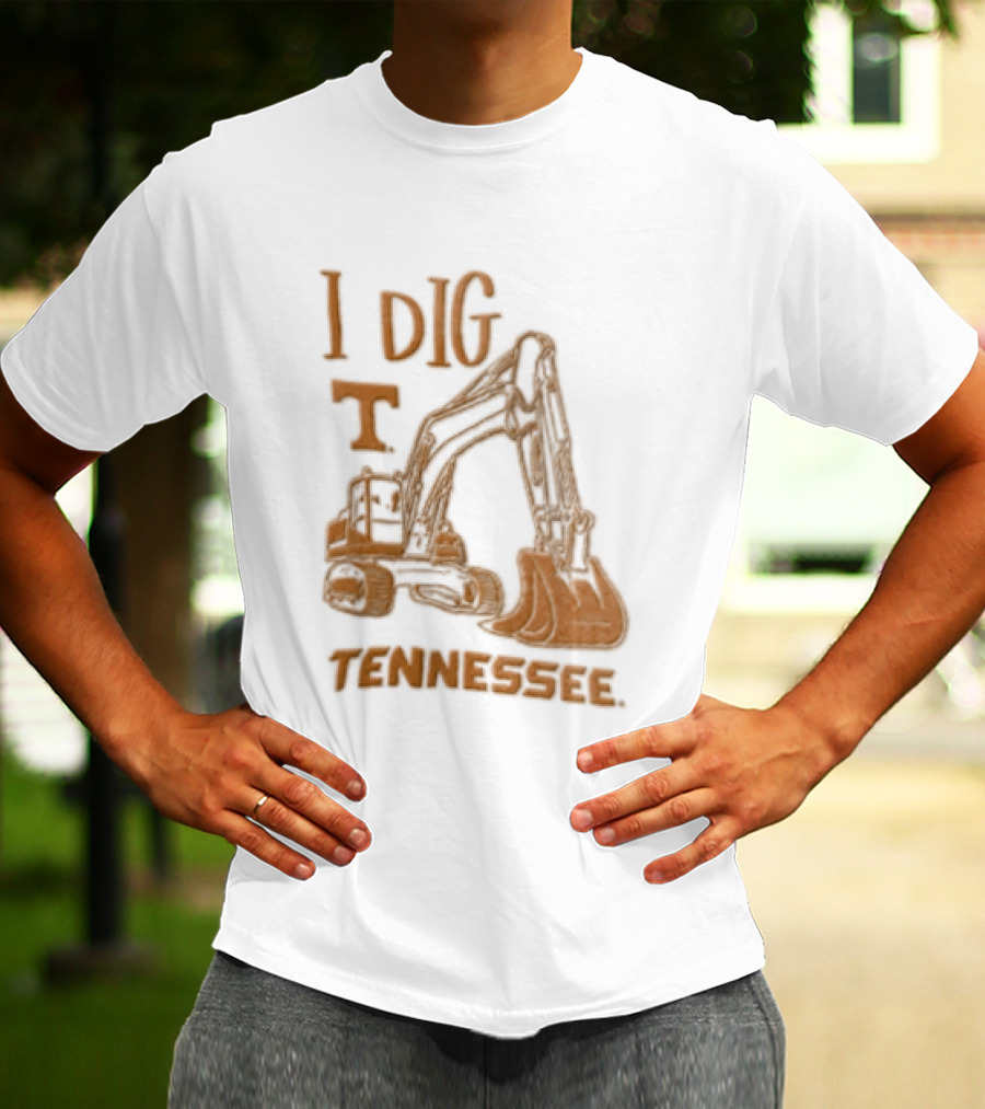 I Dig Tennessee Excavator Orange Text Construction Equipment T-Shirt