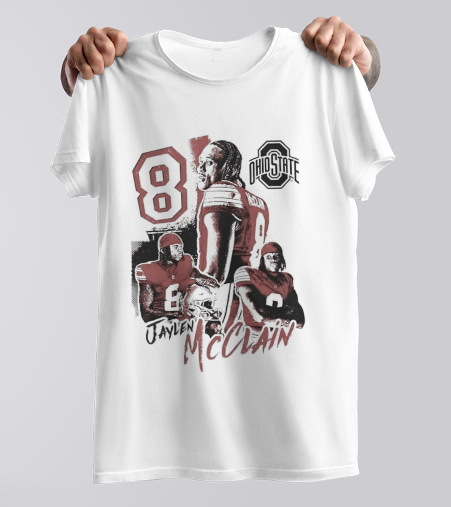 Ohio State Buckeyes Jaylen McClain No 8 Football Player T-Shirt