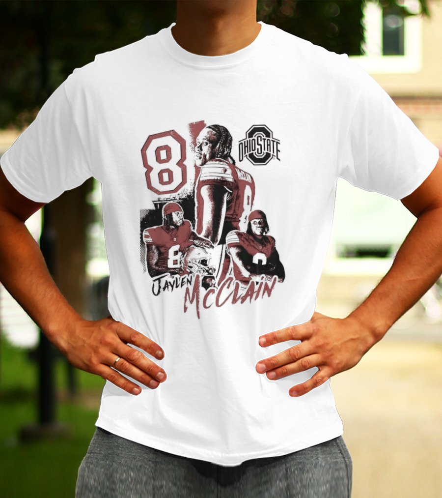 Ohio State Buckeyes Jaylen McClain No 8 Football Player T-Shirt