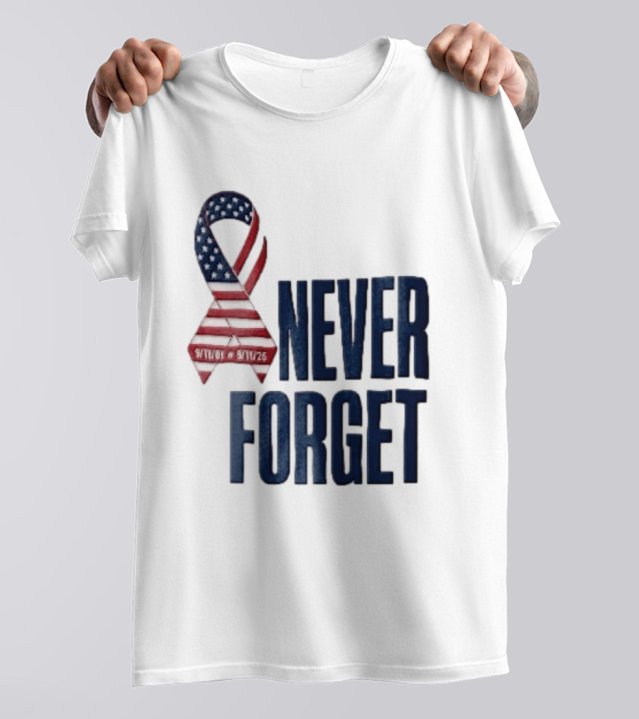 Never Forget 9/11 American Flag Awareness Ribbon T-Shirt