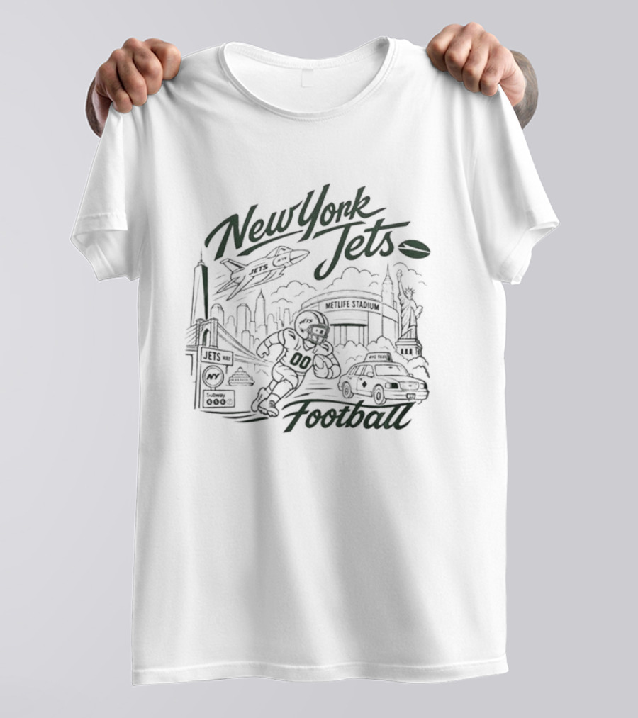New York Jets Football Skyline Cityscape And Stadium T-Shirt