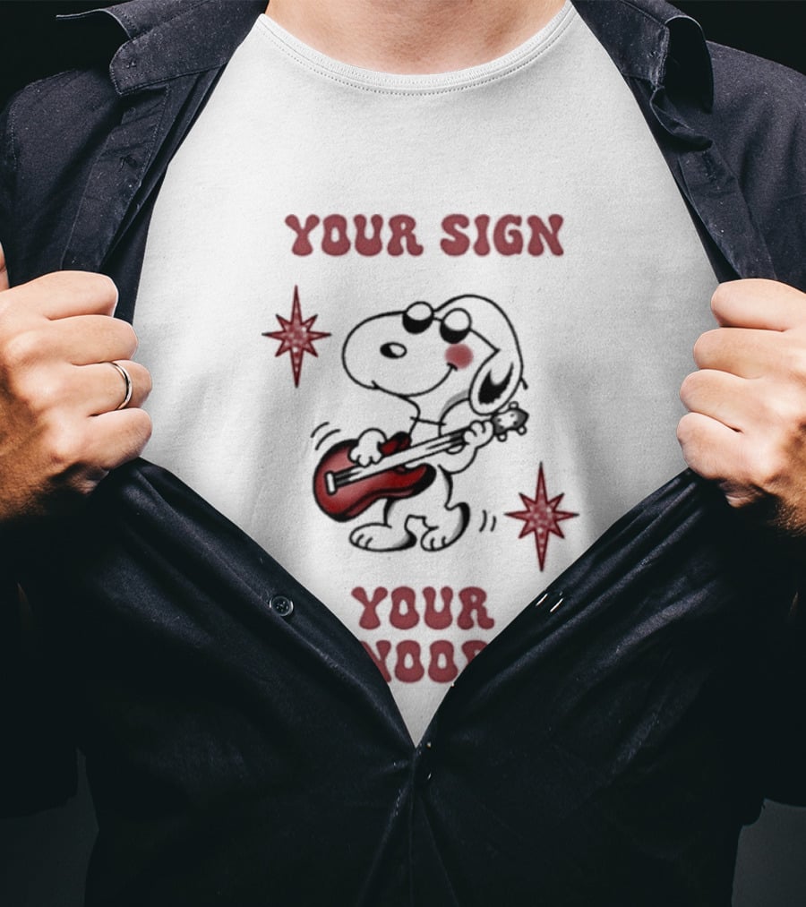 Your Sign Your Snoopy Guitar Iconic Peanuts Character Playing Music T-Shirt