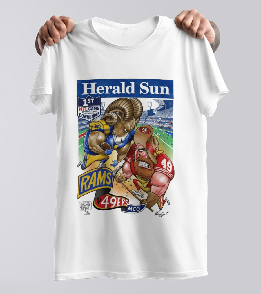 Herald Sun 1st NFL Game Down Under September 11 2026 Rams Vs 49ers MCG Melbourne T-Shirt