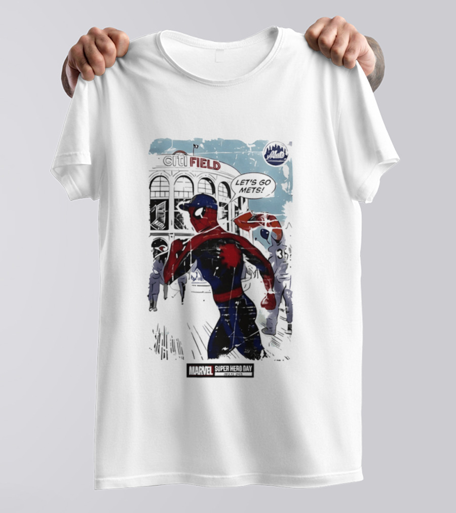 Marvel Spiderman Citi Field Let's Go Mets T-Shirt
