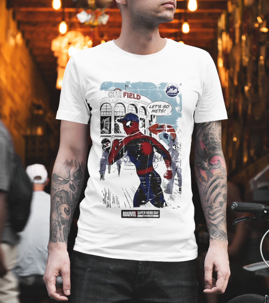 Marvel Spiderman Citi Field Let's Go Mets T-Shirt