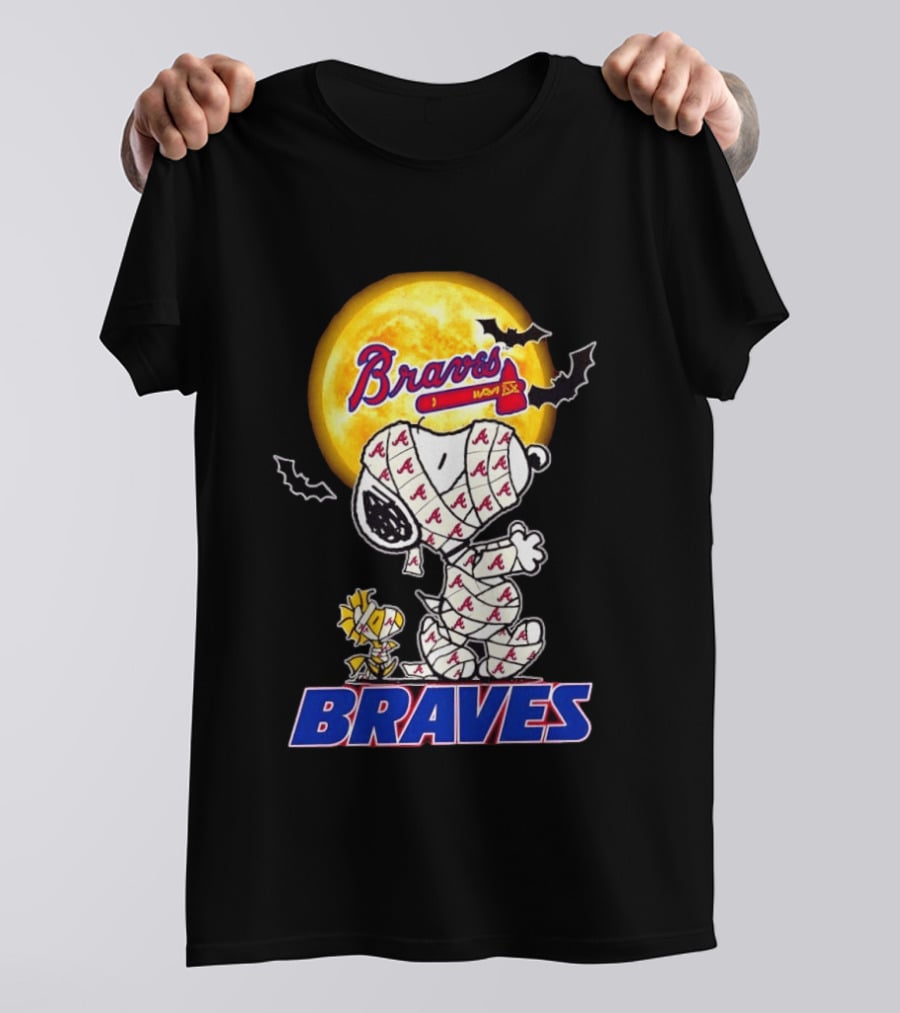 Atlanta Braves Halloween Snoopy Woodstock Mummy Cosplay T-Shirt