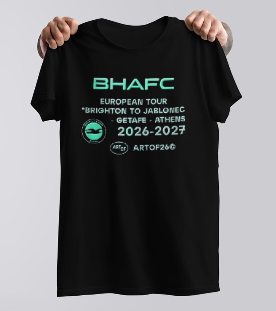 Brighton And Hove Albion BHAFC European Tour Jablonec Getafe Athens 2026 2027 AMEX Seagulls T-Shirt