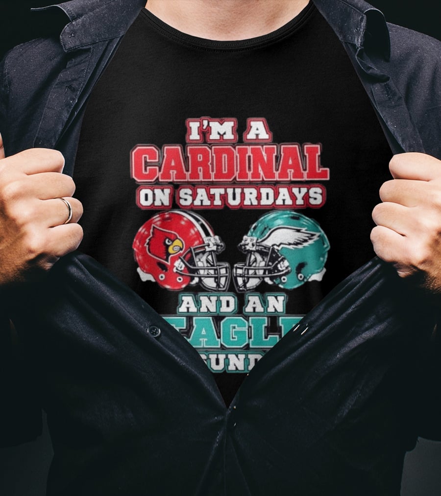 I'm A Cardinal On Saturdays And An Eagle On Sundays Football Helmets T-Shirt