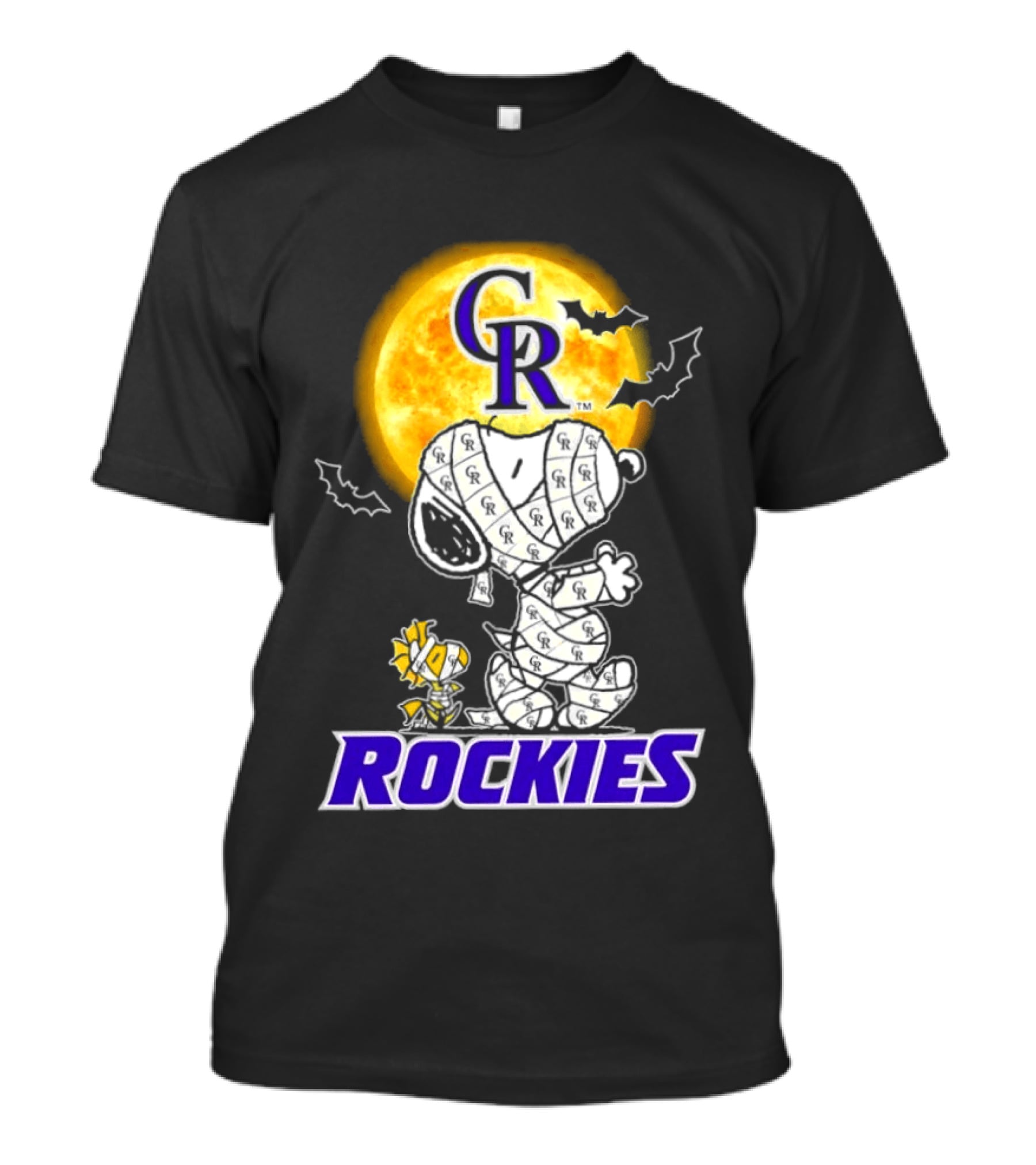 Colorado Rockies Snoopy Woodstock Mummy Halloween Cosplay Moon T-Shirt