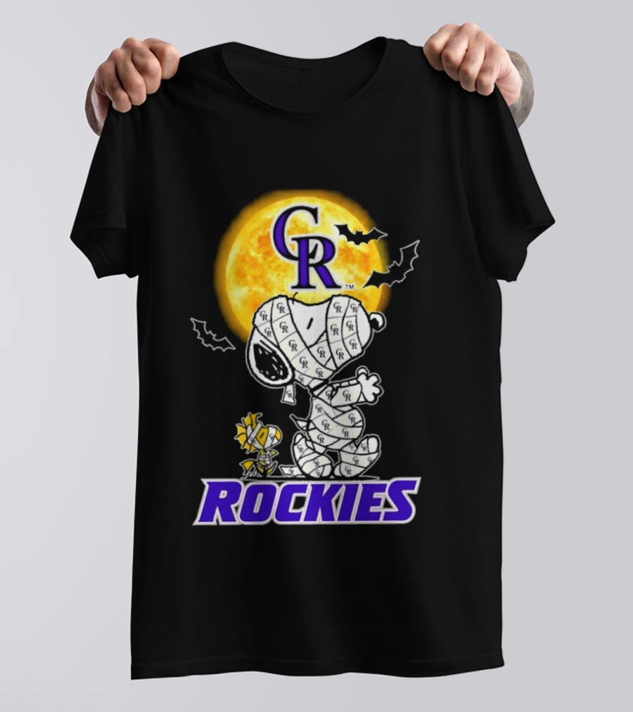 Colorado Rockies Snoopy Woodstock Mummy Halloween Cosplay Moon T-Shirt