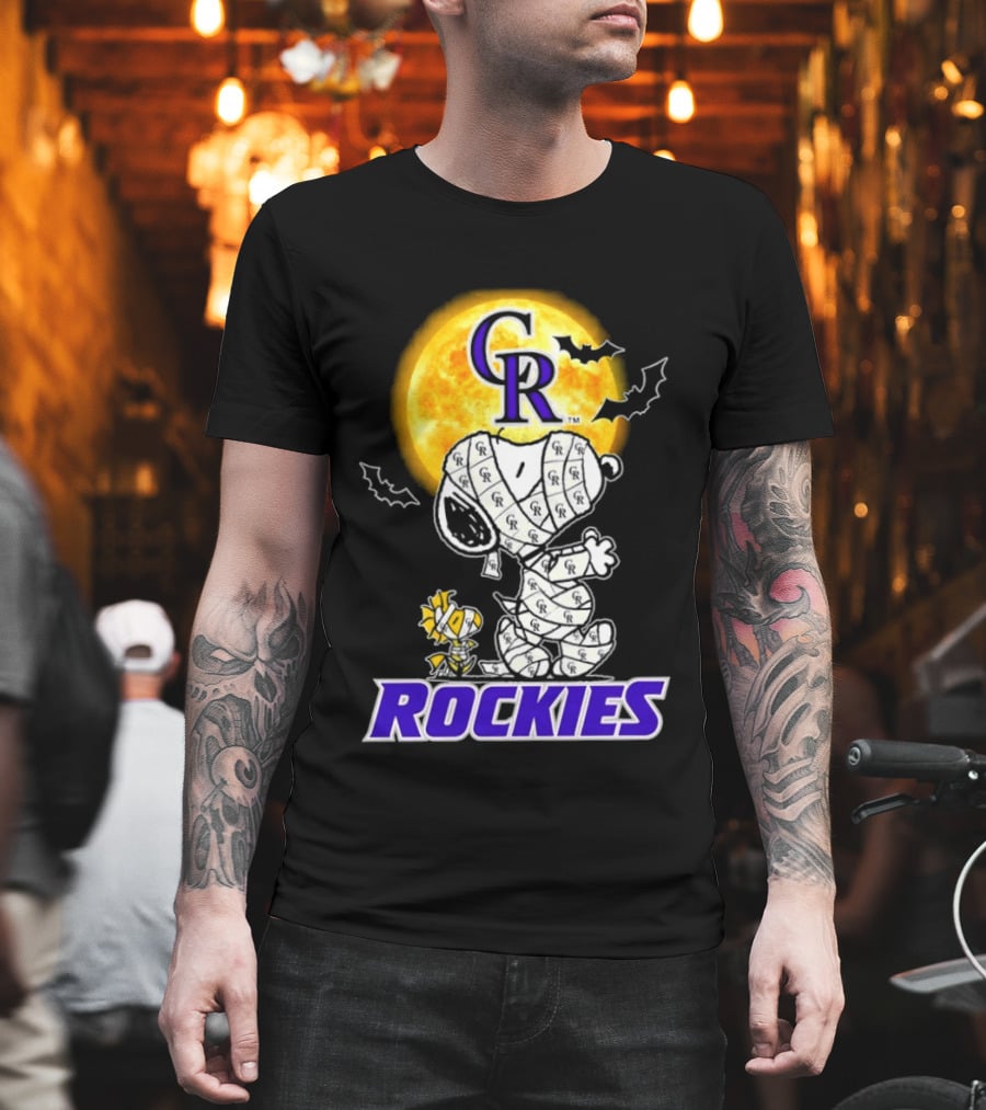 Colorado Rockies Snoopy Woodstock Mummy Halloween Cosplay Moon T-Shirt