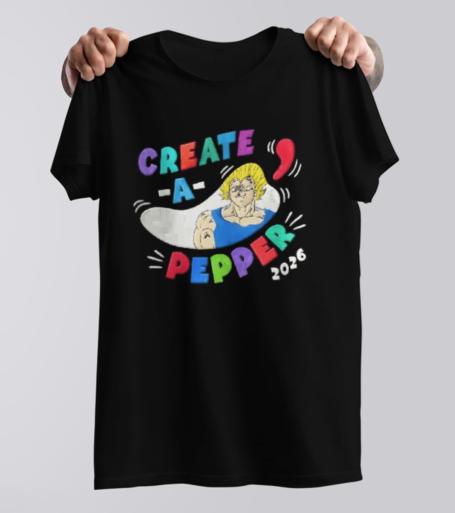 Create A Pepper 2026 Cartoon Anime Majin Vegeta T-Shirt