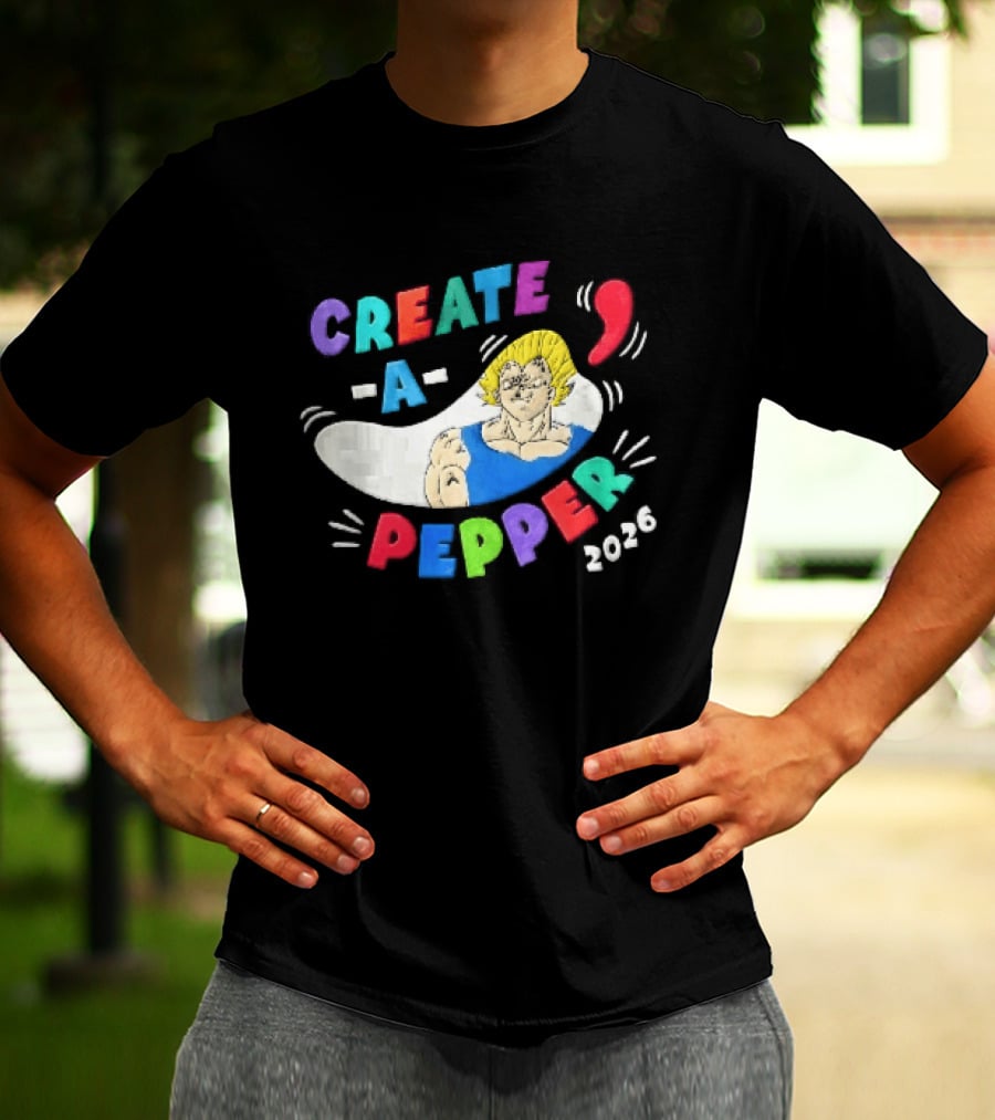 Create A Pepper 2026 Cartoon Anime Majin Vegeta T-Shirt