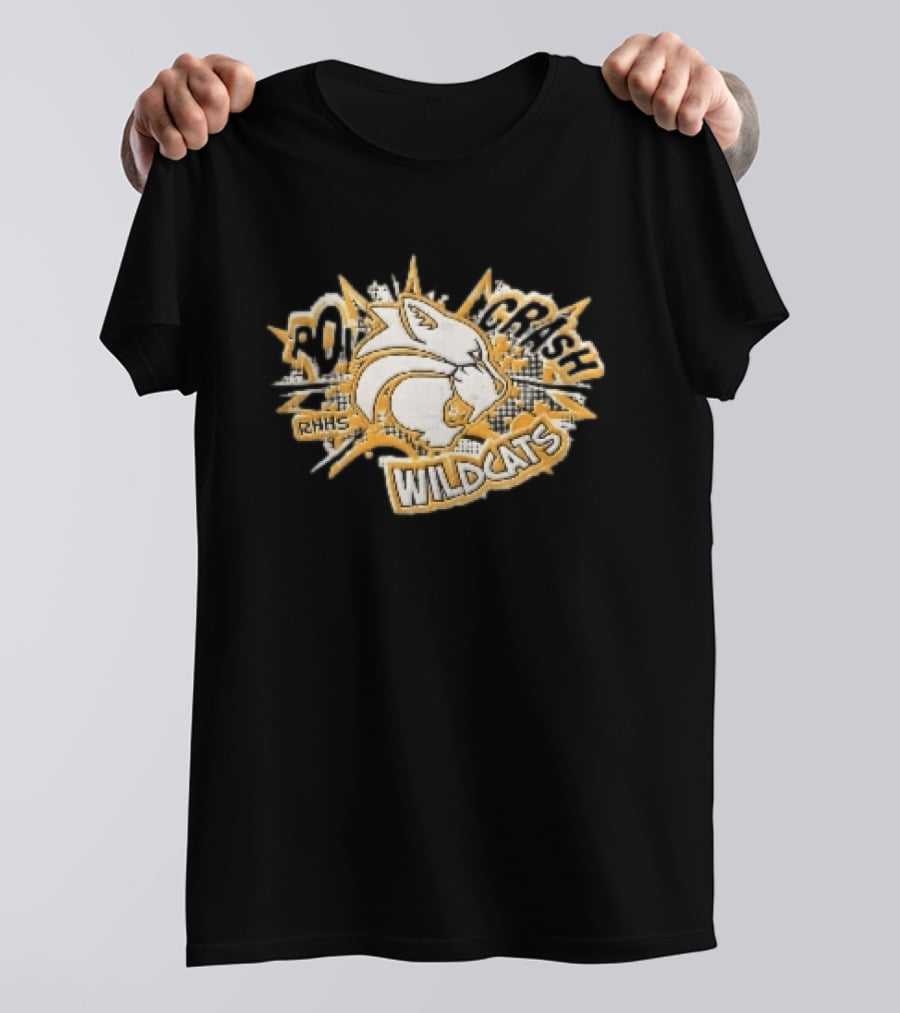 RHHS Wildcats Pow Crash Comic Burst Halftone Head T-Shirt