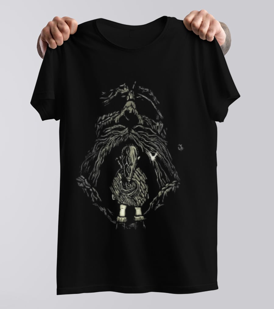 Link Back View At Great Deku Tree Glowing Fairy Entrance T-Shirt