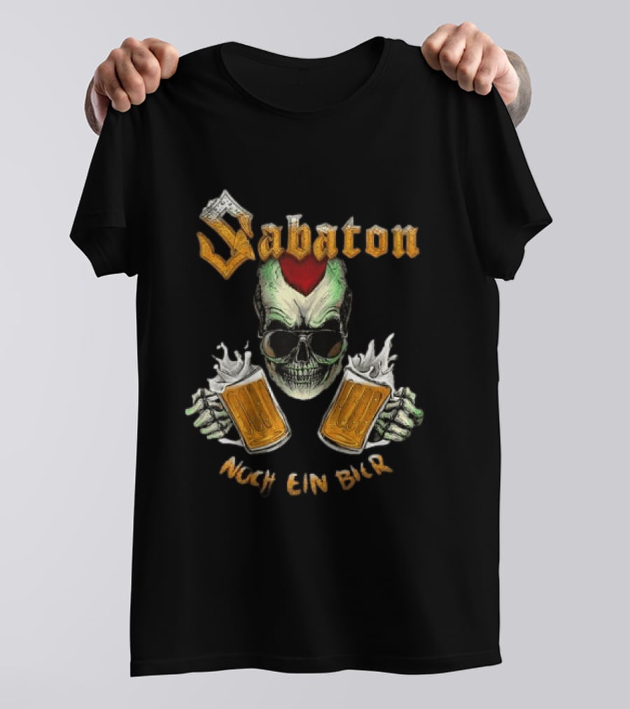 Sabaton Noch Ein Bier Skull With Dual Beer S And Skull T-Shirt