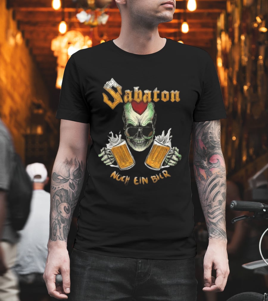 Sabaton Noch Ein Bier Skull With Dual Beer S And Skull T-Shirt