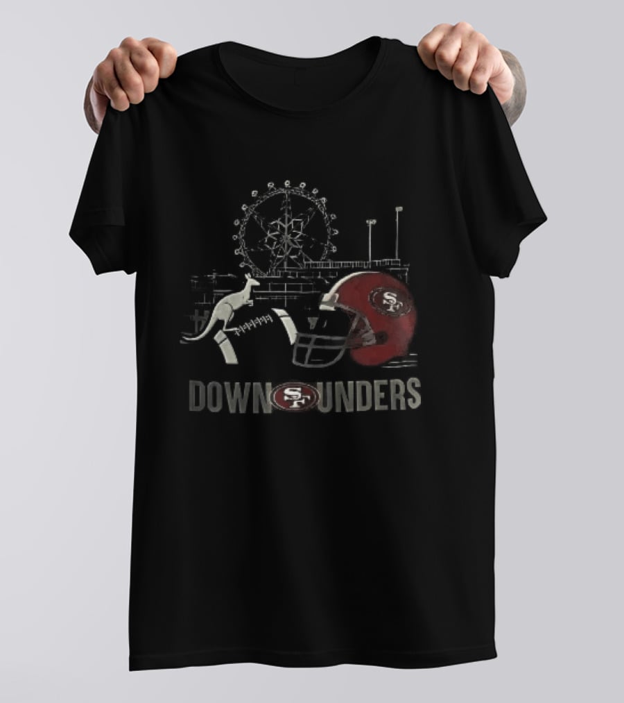 San Francisco 49ers Down Unders Kangaroo Football Helmet Ferris Wheel T-Shirt