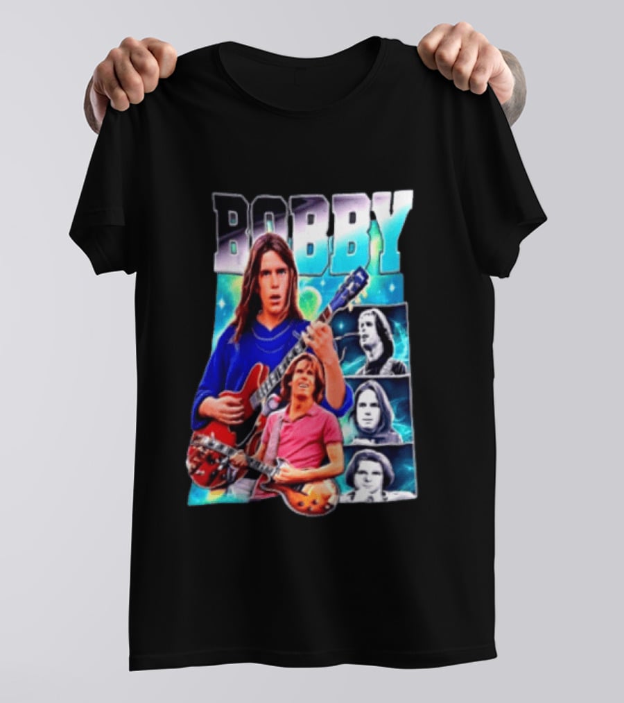 Bobby Guitarist Red Electric Guitar Collage Retro Photos T-Shirt