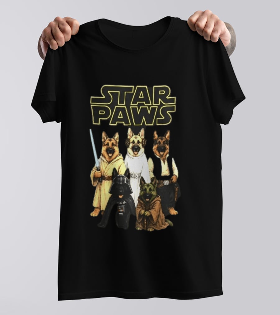 Star Paws German Shepherd Dogs In Space Costumes With Lightsaber T-Shirt
