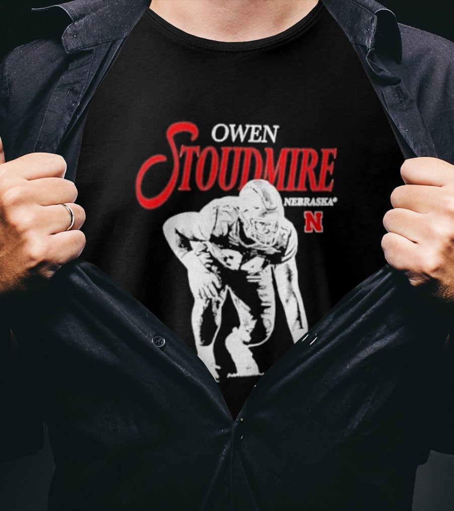 Owen Stoudmire Nebraska Cornhuskers NCAA Football Pose T-Shirt
