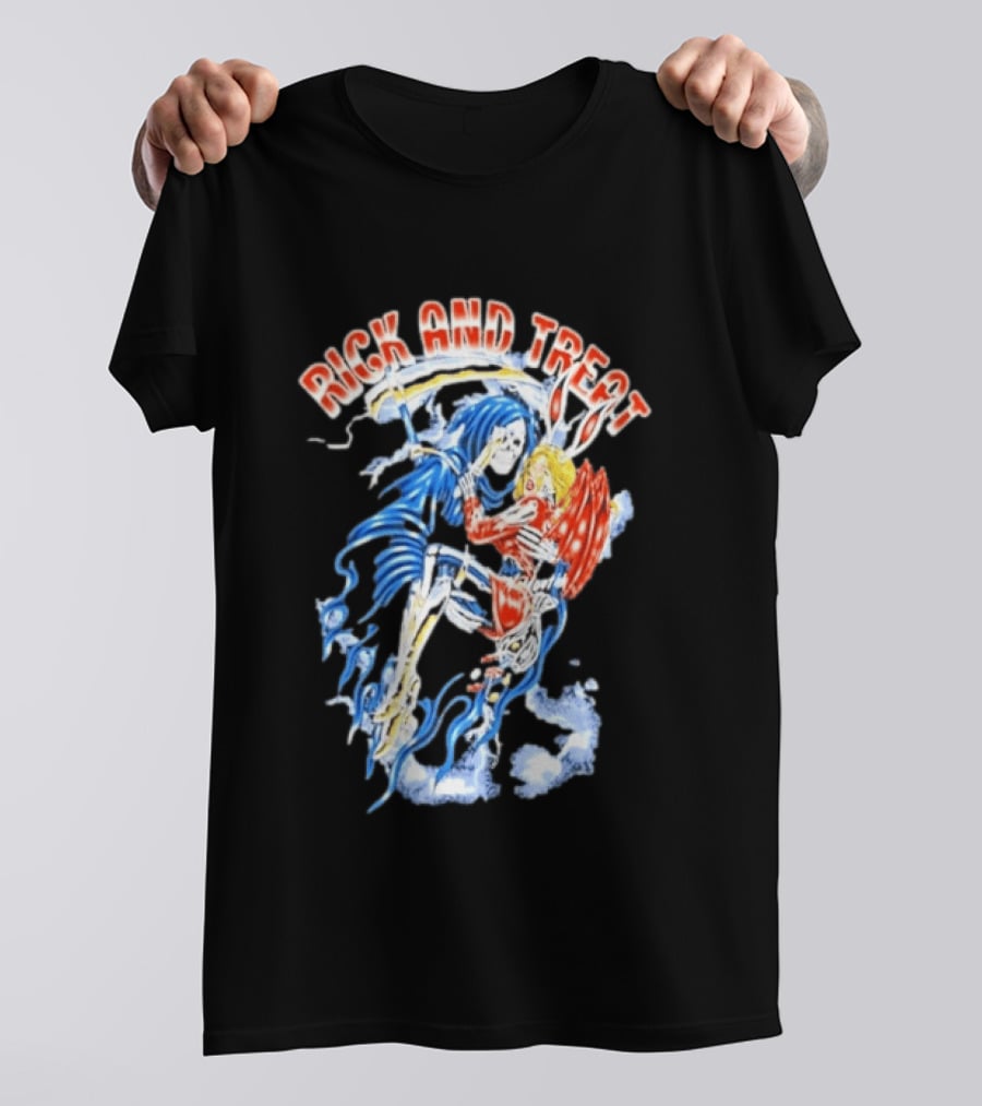 Original Trick And Treat Grim Reaper Bunny Girl Embrace T-Shirt