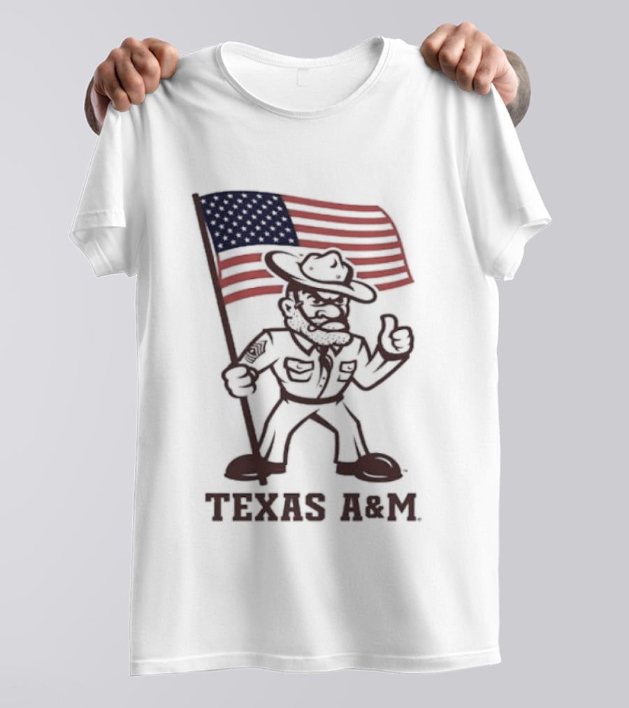 Awesome The Ol' Sarge Collection Texas A&M Maroon USA Flag T-Shirt