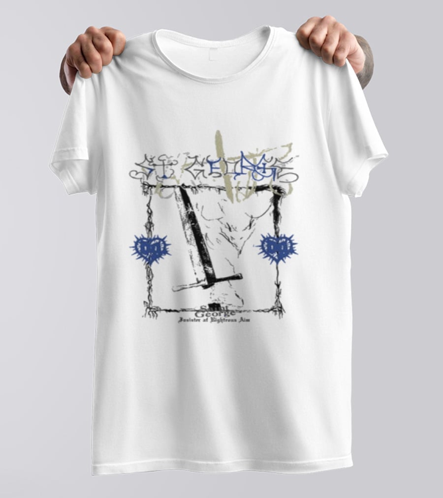 Bladee Martyr St. George Enhanced Print Skull Swords Roses T-Shirt