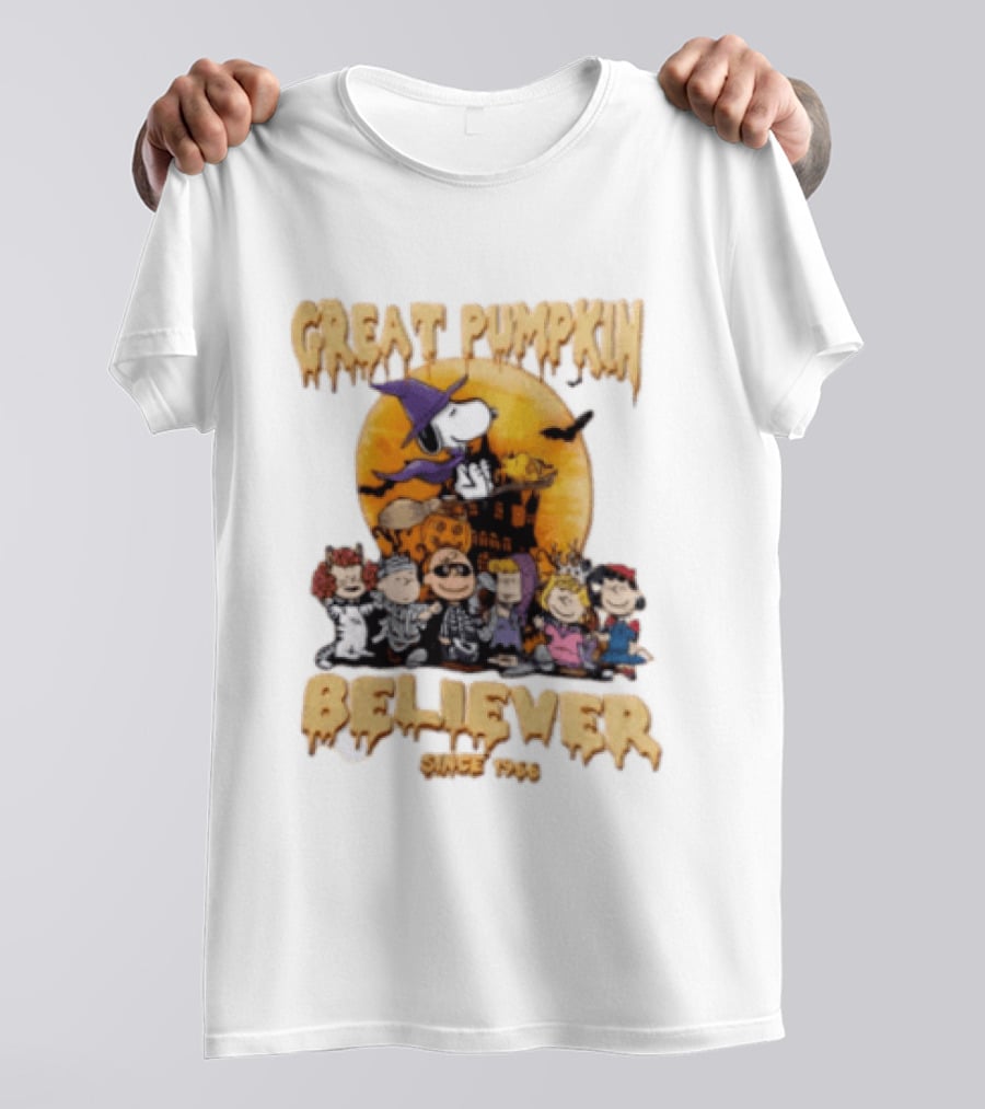 Great Pumpkin Believer Since 1966 Peanuts Halloween Snoopy Woodstock Charlie Brown Linus Sally Lucy Iconic Cartoon T-Shirt