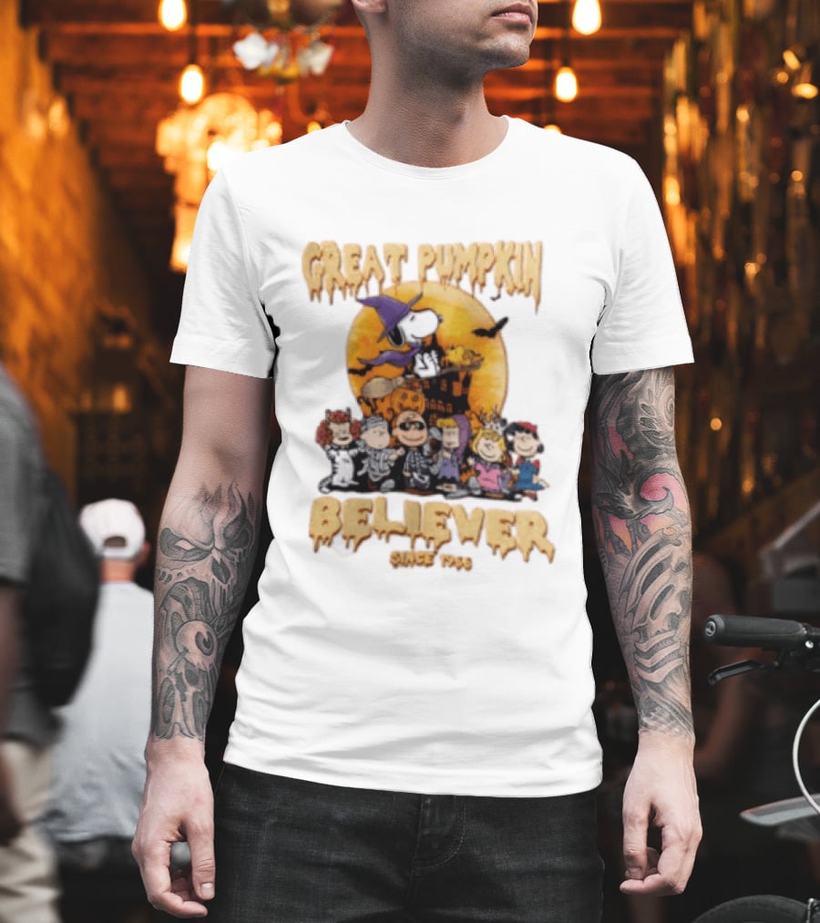 Great Pumpkin Believer Since 1966 Peanuts Halloween Snoopy Woodstock Charlie Brown Linus Sally Lucy Iconic Cartoon T-Shirt