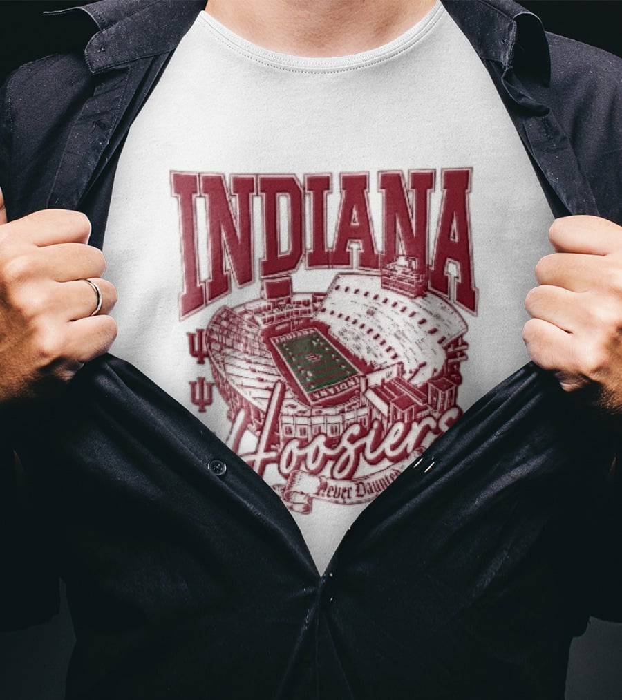 Indiana Hoosiers Never Daunted Memorial Stadium Aerial View Football Field Banner T-Shirt